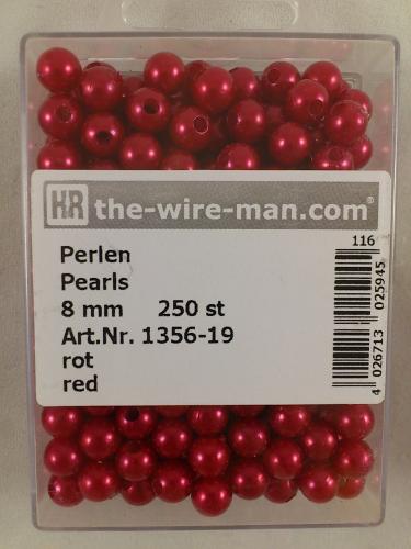 Perlen rot 8 mm. 250 st.